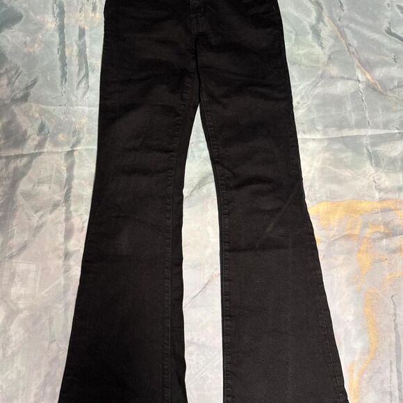 Gap Women's Black Denim Jeans size 6 Tall Long flare jeans 70s Flare Bellbottoms - Picture 1 of 8